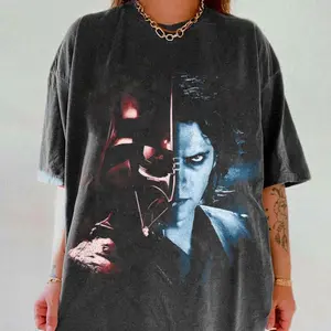 Retro Character Dark Half Face Graphic Tshirt Jedi Sth Graphic Tee