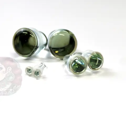 Single Flare Smoky Glass Jewelry for Ears Dead Stretching – Sizes 1.6mm (14g) to 10mm (00g), Half Sizes, Glass Ear Jewelry for Stretched Ears Sold Per Pair or as a Kit