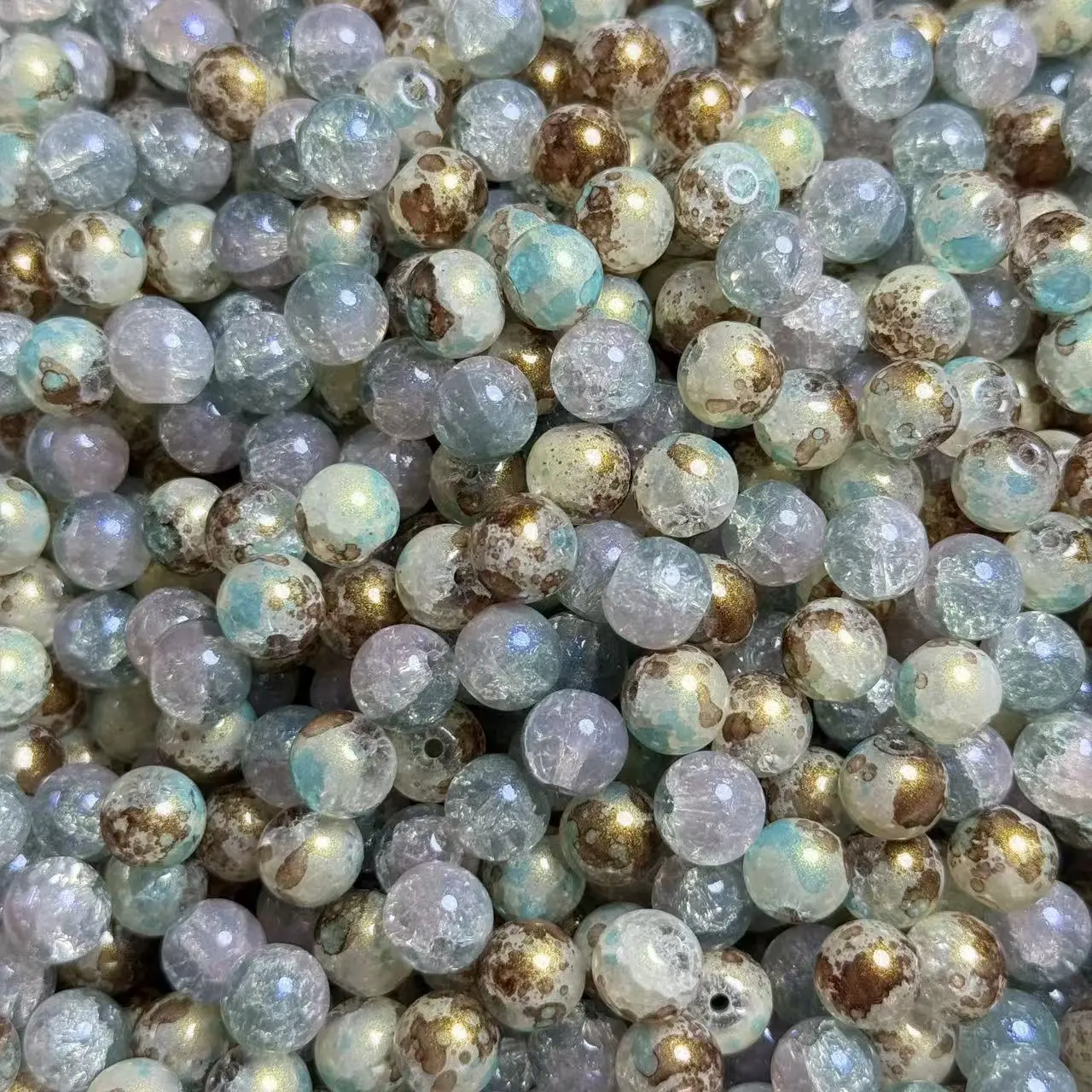 【A222】10mm Gradient Crackle Glass Beads, Suitable for Bead Stringing 40ml