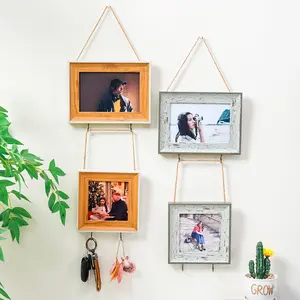 Perfect Home DIY Picture Frame Key Holder Stand, Wall Mounted Hook, Practical Key Placement Frame, 4x6 Photo (hooks Need Own Installation), Wall Mounted Organizer
