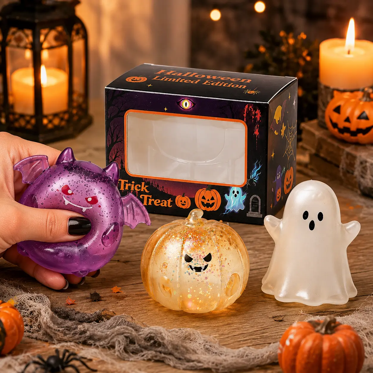 Halloween Squishy Sensory Fidgets - Ghost, Bat, Pumpkin Slow-Rising Satisfying Squishy, Decorative Sensory Stress Reliever for Party Favors, Gifts for Ages 8+