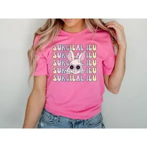 Retro SICU Easter T-Shirt, Groovy Surgical ICU Nurse Rn Tech Spring Bunny Shirt, Sticu Critical Care HUC Aid Tshirt, Happy Easter Gift