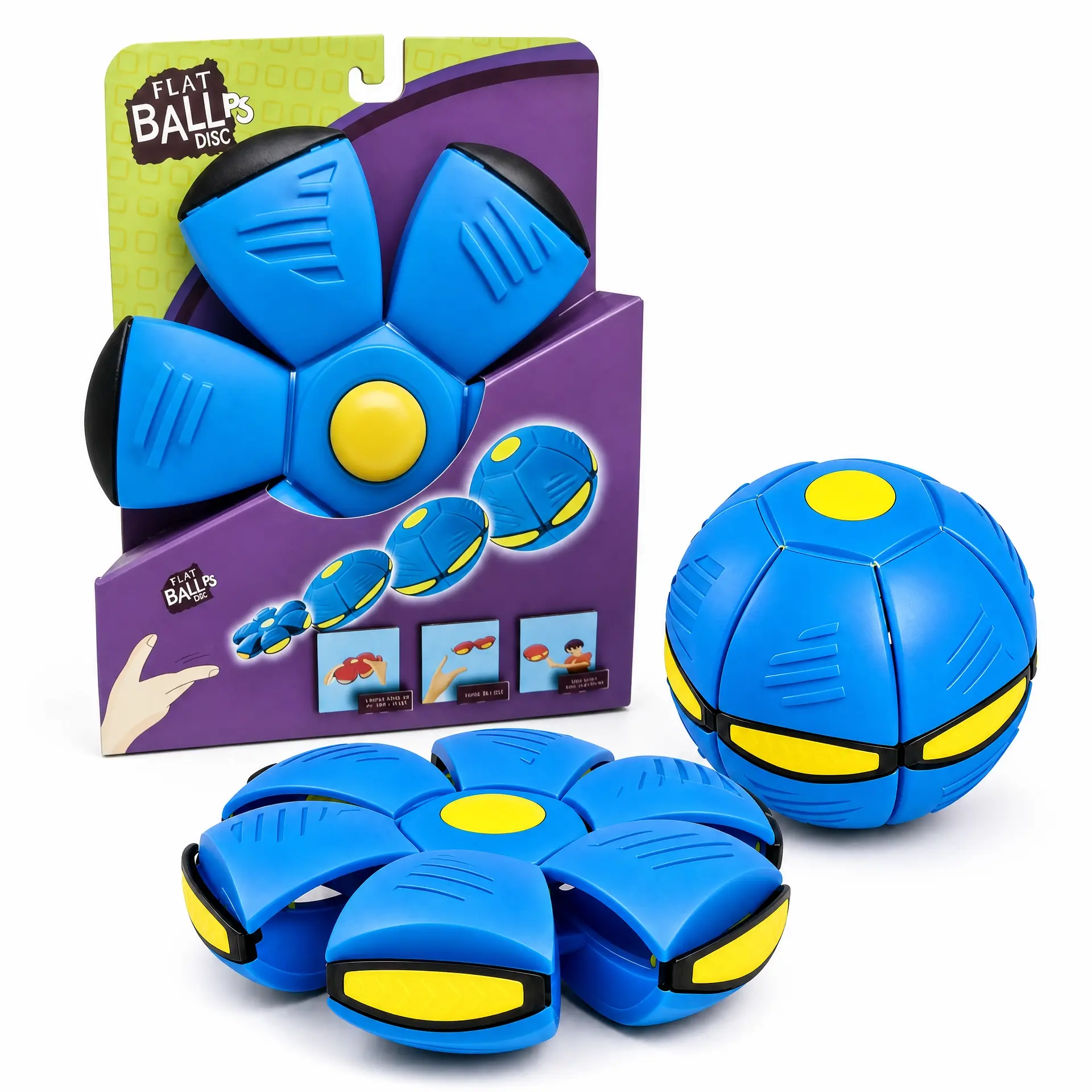 2-in-1 UFO Flat Ball Disc Flying Toy for Kids Toddlers Boys Girls Age 3+, Pop Up Deformation Ball for Indoor Outdoor Beach Games, Non-Toxic Durable ABS BPA Free Safe Sturdy Stress Relief Birthday Gift