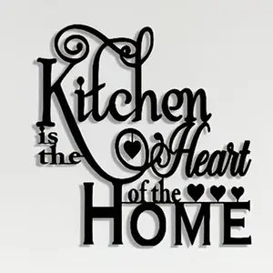 Kitchen Is The Heart Of The Home Letter Pattern Wall Art, Vintage Metal Wall Decor, Removable Wall Decor for Home, Office, Living Room, Ornaments, Modern Home Decor