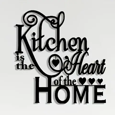 Kitchen Is The Heart Of The Home Letter Pattern Wall Art, Vintage Metal Wall Decor, Removable Wall Decor for Home, Office, Living Room, Ornaments, Modern Home Decor
