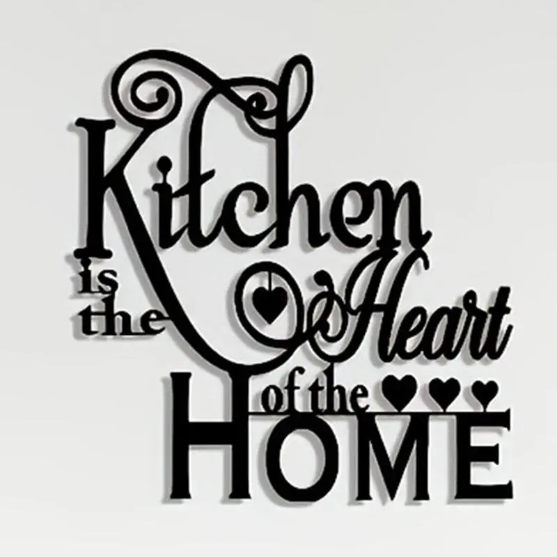 Kitchen Is The Heart Of The Home Letter Pattern Wall Art, Vintage Metal Wall Decor, Removable Wall Decor for Home, Office, Living Room, Ornaments, Modern Home Decor