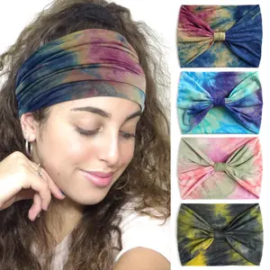 4-Pack Tie Dye  for Women 2026 Boho Soft Stretchy Yoga Headbands Workout Hair Accessories for Running Fitness Daily Use