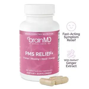 BrainMD - PMS Relief+ Effective Relief from Cramps - 60 vegan capsules Herbal Supplement Dietary BrainMD - PMS Relief+ Effective Relief from Cramps - 60 vegan capsules Herbal Supplement Dietary
