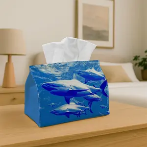 1PC Tissue Box with Blue Shark School   Decorative Storage Box  for Holiday Home Decor, Kitchen, Living Room, Car - Festive  Tissue Dispenser Ideal  Gift, Compact & Stylish for Tissues or Decorative Use