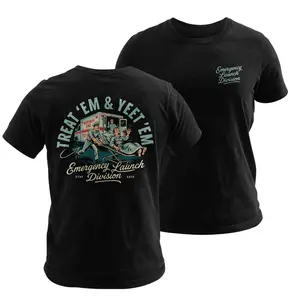 Treat ’Em and Yeet ’Em EMS T Shirt, Vintage EMT Ambulance Graphic Tee, Soft Cotton Blend Shirt, Emergency Launch Division Workwear, Funny Paramedic Gift for Men