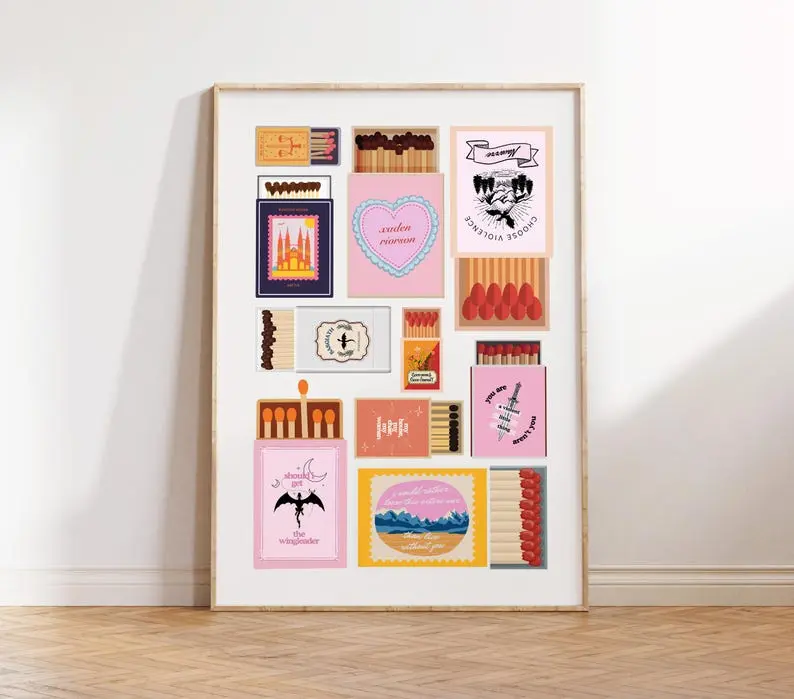 Fourth Wing Inspired Matchbox-Style Poster - Rebecca Yarros Booktok Art Print, 18x12 Inches, Eco Friendly Luster Paper, Vivid Colors, Home Wall Decor Accessory