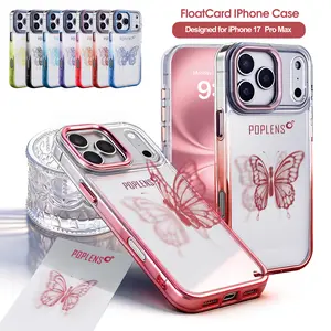 POPLENS – 3D Holographic "Floating Wings" Butterfly Clear Case for iPhone 17 Pro Max | Aesthetic Gradient Design & Moving Shadow Effect |Military-Grade Drop Protection, Ultra-Thin Slim Fit,Anti-Fingerprint &Non-Yellowing,Anti-Fall,TPU |Unique Gift for Her