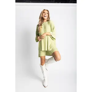 Oversized Ribbed Biker Set - Matcha