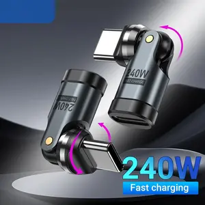 AUFU Liquid Silicone USB C to Type C OTG Adapter - 240W PD, 540 Rotation, 5A Fast Charge Charger Cable Converter with Glowing Light for iPhone 16, MacBook - Universal for Electronic Smartphone, Cellphone, Laptop