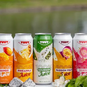 YUUY 100% Fruit Juice - Tropical Flavors 16.6 oz (490 mL) Can - Bold Taste of Real Fruit - No Added Sugars - Ready to Drink - Perfect for On-the-Go Refreshment