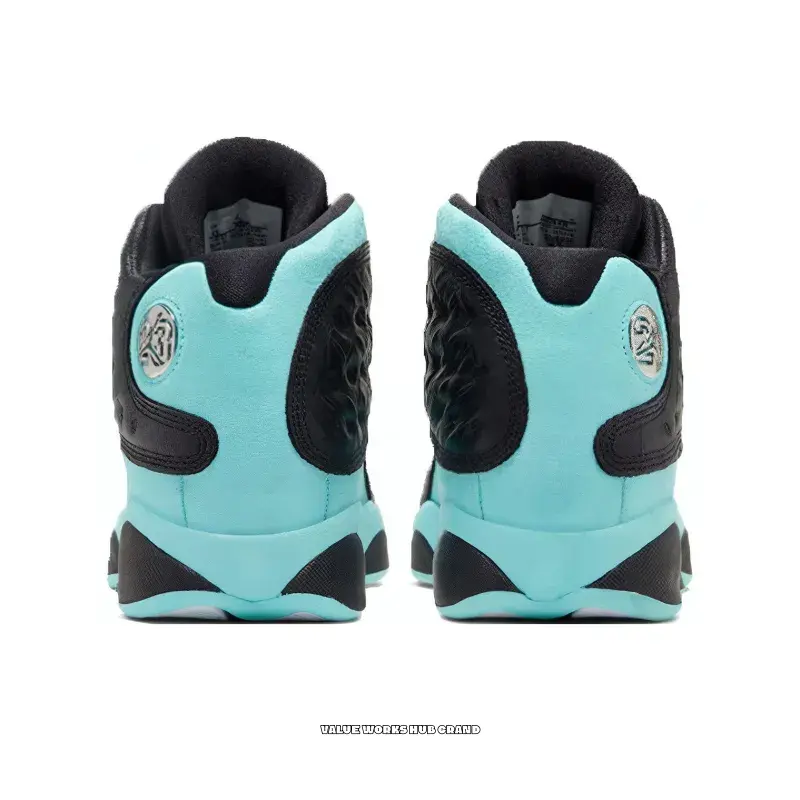 Black and Island Green High-Top Retro Basketball Shoes with Crocodile Leather Upper, Island Green Details