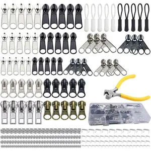 Zipper Repair Kit with Case Include Zipper Replacement and Pull, Universal Zippers Replacement kit for Jackets, Coat, Boot, Backpack, Purse and Outdoor Gear