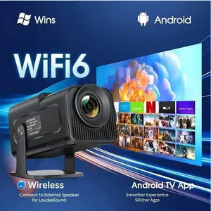 New Hy320mini Portable Projector, Android Hd Projector, Native 1080P, Supports 4K, Dual-Band WiFi 6, Android System, 180° Rotation, Compatible with Laptop, Smartphone, TV Stick