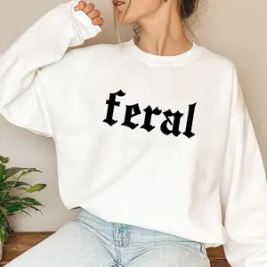 Feral Women Comfort Colors Graphic Sweatshirt Long Sleeve Tops Pullover Fall Outfit Sweatshirt for Women Long Sleeve Shirts Crewneck Fashion Outfits 2025 Trendy Tops Unisex Sweatshirts