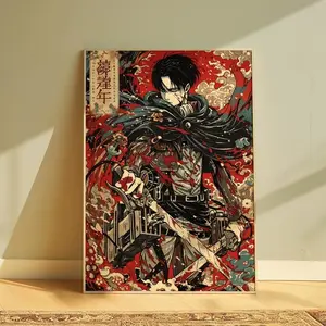 Levi Ackerman Attack on Titan Poster, Japanese Ukiyo-e Style Anime Wall Art