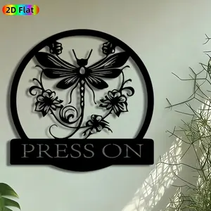 1pc Dragonfly with Floral Vines Metal Wall Art, "Press On" Inspirational Statue Mural, Perfect for Housewarming, Graduation Decor, Perfect for Living Room Office Garden Fence Decor, Ideal Gift for Nature-Inspired Decor Enthusiasts.