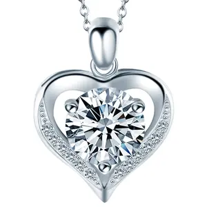 Trinckle 18k White Golden Plated Halo Heart Pendant Necklace for Women Simulated Diamond Crystal Heart Pendant on 16–18 Inch Cable Chain  Hypoallergenic, Lead & Nickel Free  Luxury Gift Box Included, Perfect Romantic Jewelry Gift