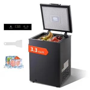 VEVOR Chest Freezer, 3.3 Cu. ft Compact Deep Freezer, Free Standing Top Open Door Chest Freezers with 2 Removable Baskets Adjustable Thermostat - Energy Saving, Low Noise Garage Ready, Black