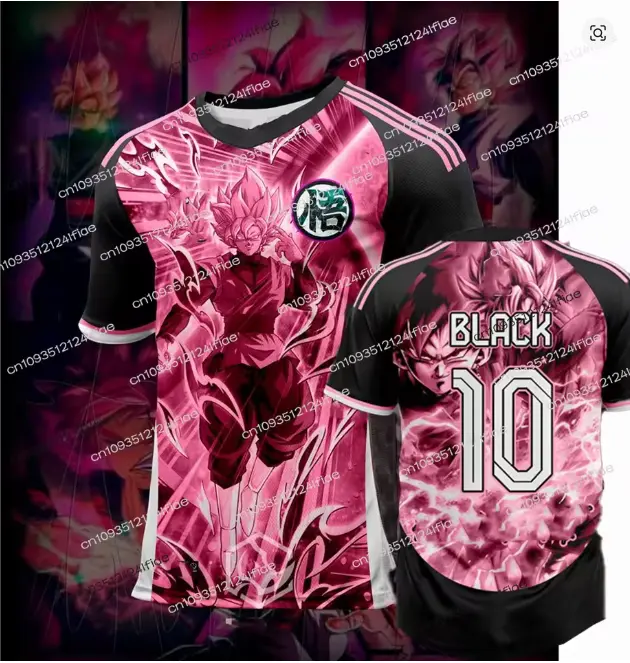2026 New Football Jerseys Japanese Anime Bandai Dragon Ball Goku Saiyan T-shirt Sporty Street Loose for Men and Children