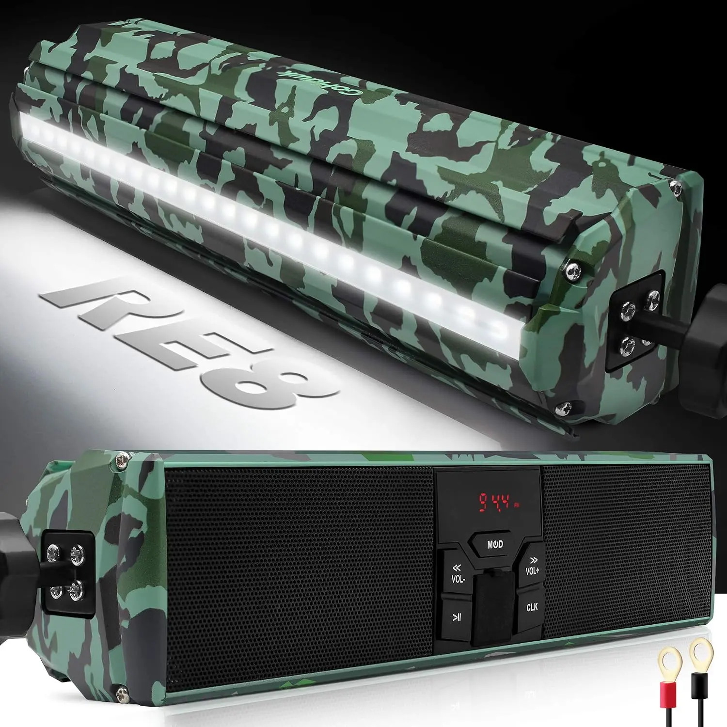 GoHawk Bluetooth Motorcycle Speakers, Waterproof Handlebar Audio System | Waterproof handlebar speakers with LED light, AUX, USB, and FM radio. Universal fit for motorcycles, UTVs, and ATVs.