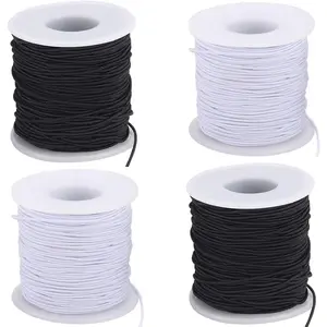 Elastic String for Bracelets 4 Rolls Black and White String for Bracelet Making 1mm 656Feet Beading Thread for Jewelry Making