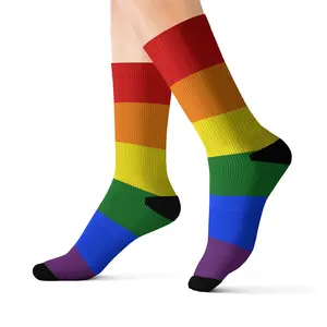 Pride Socks - Rainbow Flag, Gay Pride Socks | Unisex Mid Calf Crew Socks