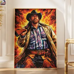 Chuck Norris Walker Texas Ranger Poster - Action Movie Art Illustration - Man Cave Gift Picture - Modern Explosion Art Poster (No Framed)