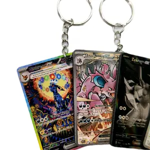 1 X HANDCRAFTED 1.5" X 2.5" TRADING CARD KEYCHAIN FEATURING POKEMON DESIGNS AND MORE