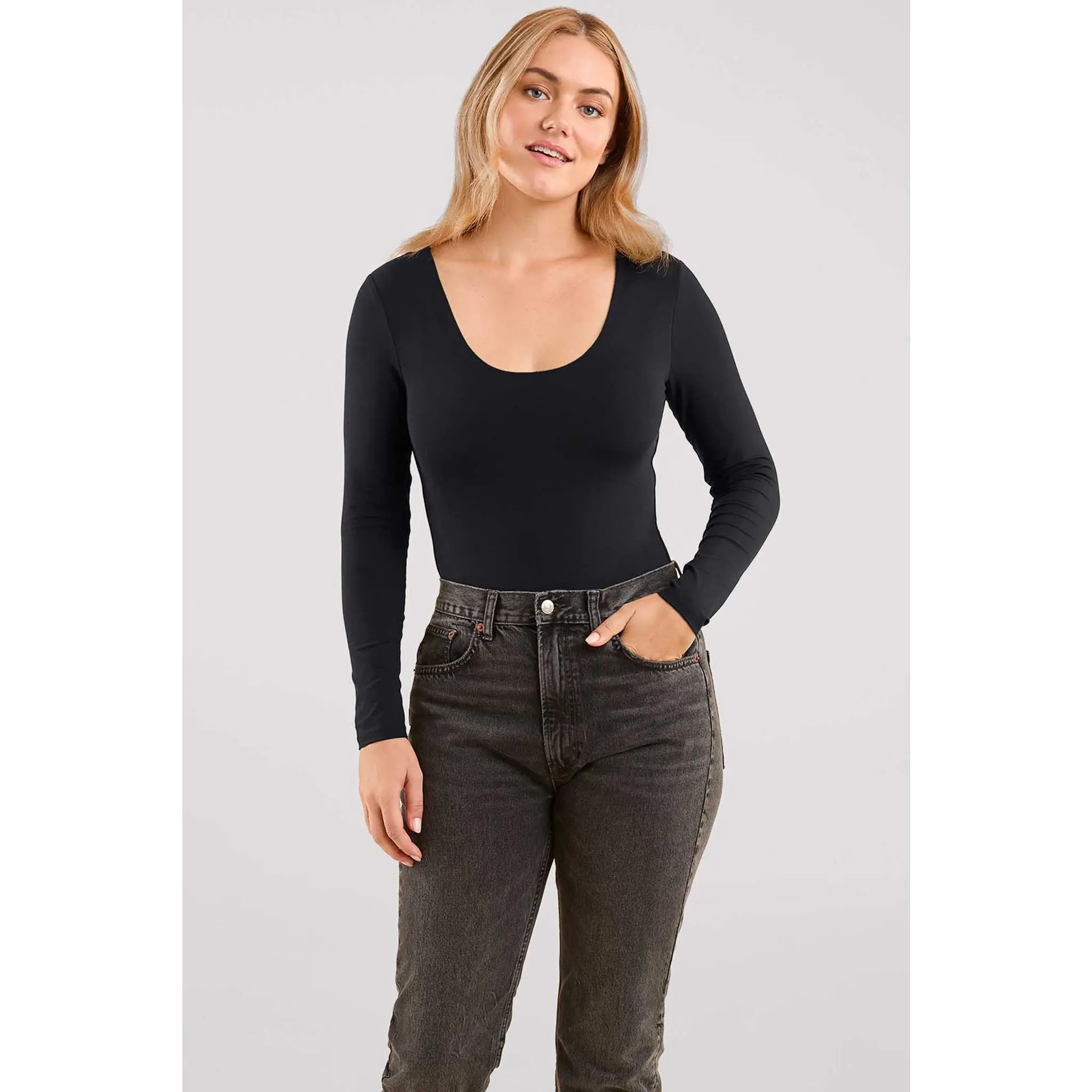 Long Sleeve Scoop Neck Bodysuit Long Sleeve Scoop Neck Bodysuit