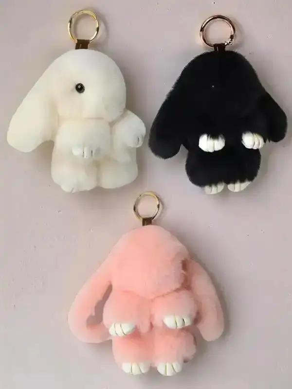 Cute Rabbit Design Beige Bag Charm, Plush Bag Charms for Bags, Fashionable Bag Decoration for Daily Use, Bagcharm, Trendy All-match & Exquisite Bag Accessories for Gift, Creative Puffies Keychain Large Tote Weekender Y2K