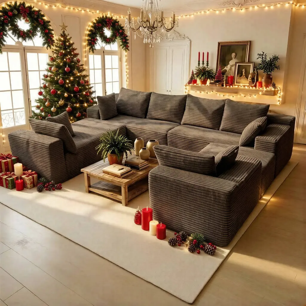 138"Grey U Shaped with 2*Chaise