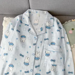 Miffy Long-Sleeve Pajamas: Creative, High-Style Anime DIY Cartoon Print Couple’s Spring Breathable Thin Outerwear Loungewear