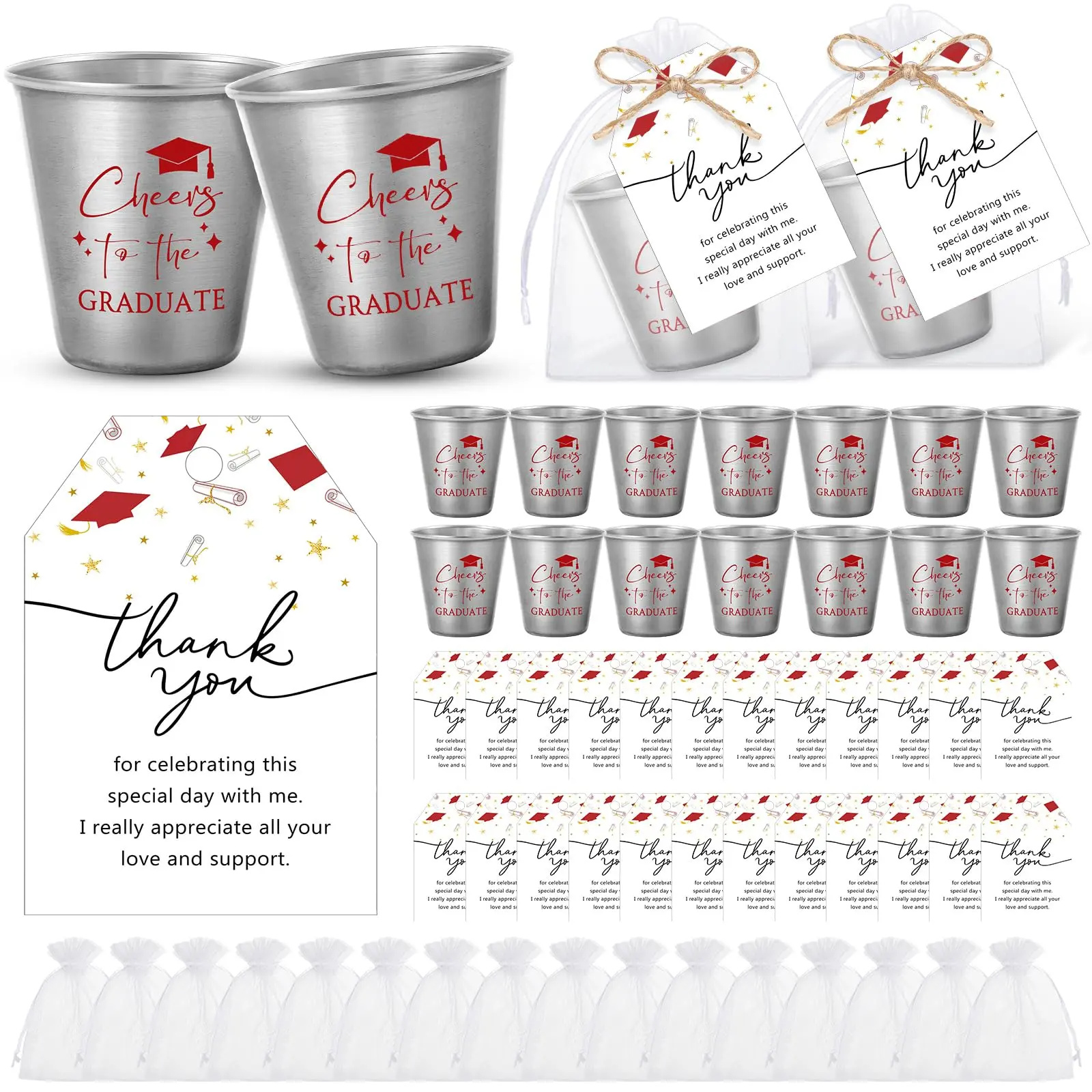 30 Sets, Red, Stainless Steel, Wishes B