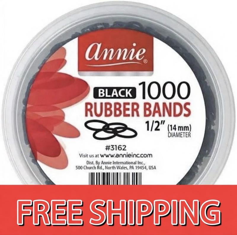 2 Pack Annie Black Rubber Band 1000 Count 1/2”Rubber Band Bundle -Shipping