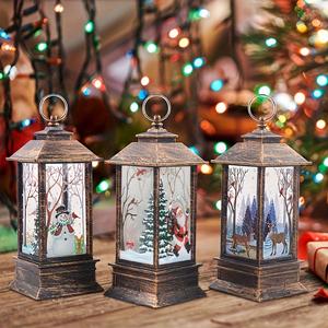 3PCS Vintage Lightweight Mini LED Candle Lantern Set - Illuminated Novelty Lighting Decor, Ornaments with Hanging Santa, Snowman, Reindeer for Christmas Tree, Magical Warm Glow Home Holiday Gift (Batteries Not Included)