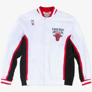 White Chicago Bulls 1992/93 Authentic Full-Snap Warmup Jacket - Mitchell & Ness NBA Throwback, Retro Warmup Jacket