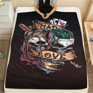 Harley Quinn (19) pattern soft and comfortable flannel blanket, suitable for napping in the living room, camping, machine washable all season blanket, air conditioning blanket, holiday gift for family and friends