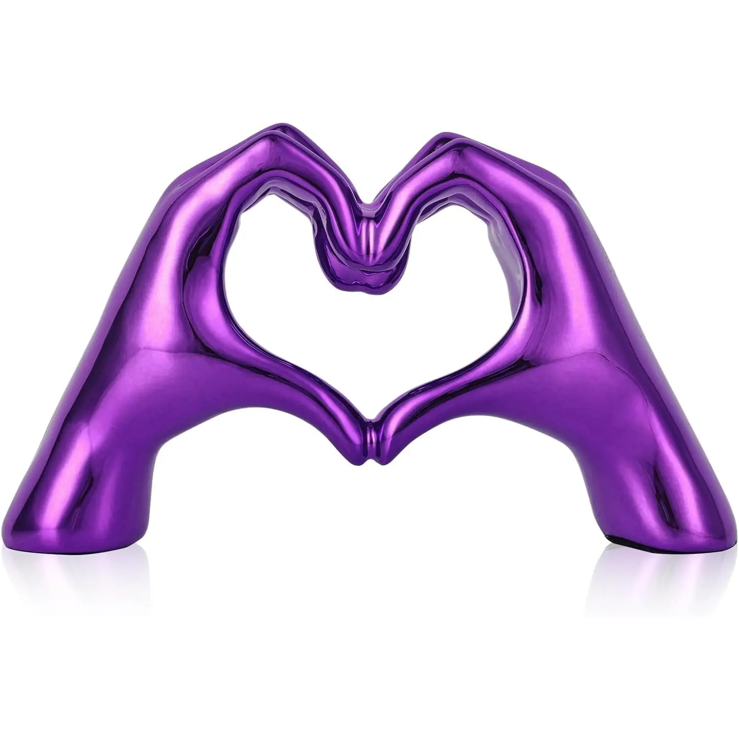Purple Room Decor Accents, Heart Hand Statues and Sculptures, Purple Shelf Decor Figurines for Home Living Room Office entryway Table top Bohemian Wedding Decor.