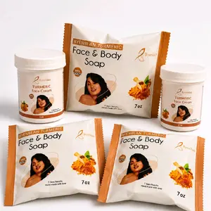 Byenblan Turmeric Face & Body Soap and Face Cream Set – 3 Pack (7 oz Soaps), 2 Pack (4 oz Creams)