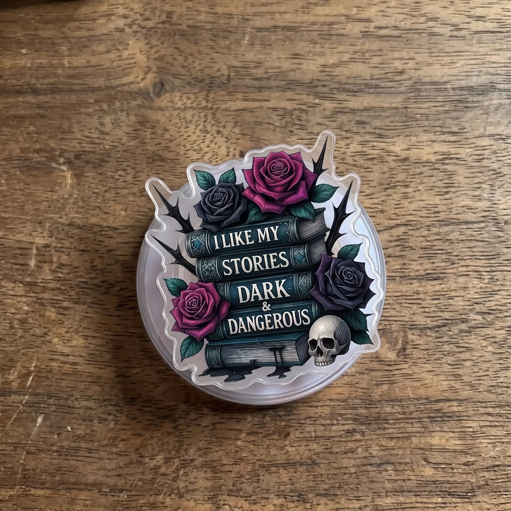 Dark Romance Bookish MagSafe Phone Grip & Kindle Grip, Skull Rose Magnetic Phone Holder Stand, Gothic Reader Kindle Accessory, Book Lover Gift