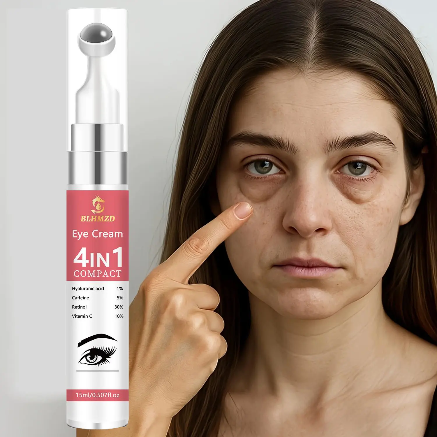 4-in-1 Firming Eye Cream with Caffeine Extract, Eye Bags Cream, Non-Irritating, Non-Greasy Under-Eye Brightener, Brightens Dark Circles, Eye Brightener Stick, Eye Care Product for Women and Men, Cosmetic