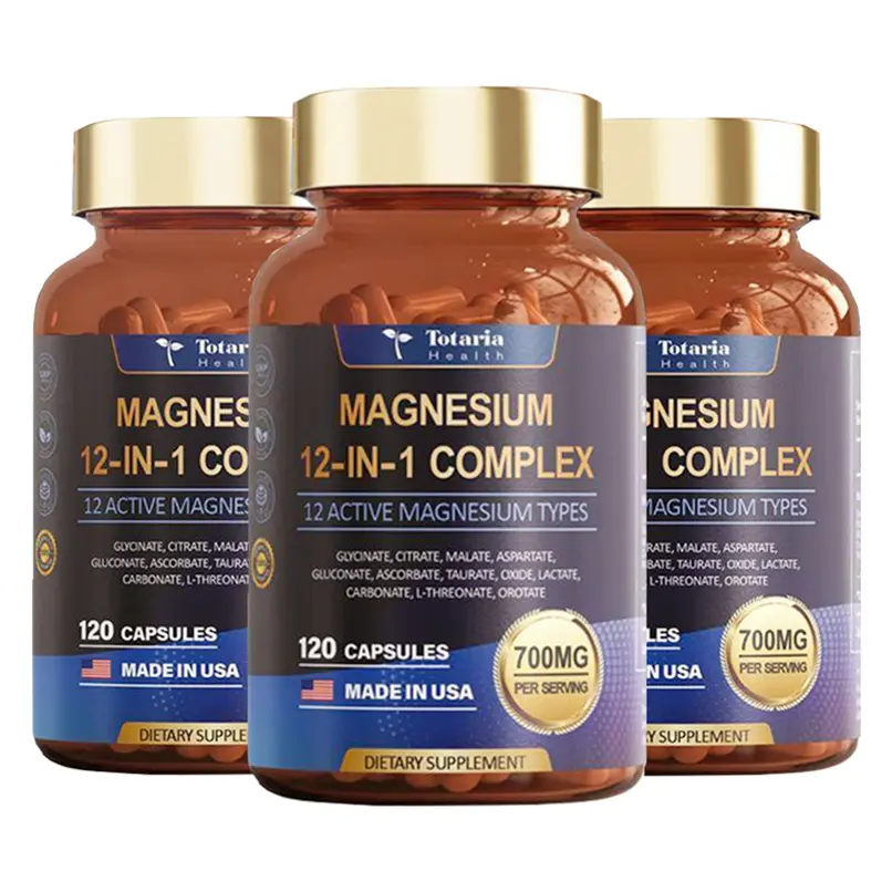 12-in-1 700mg Magnesium Complex - Glycinate Citrate Malate Oxide Taurate Aspartate Orotate, Vegan Capsules for Muscle, Heart, and Relaxation Support