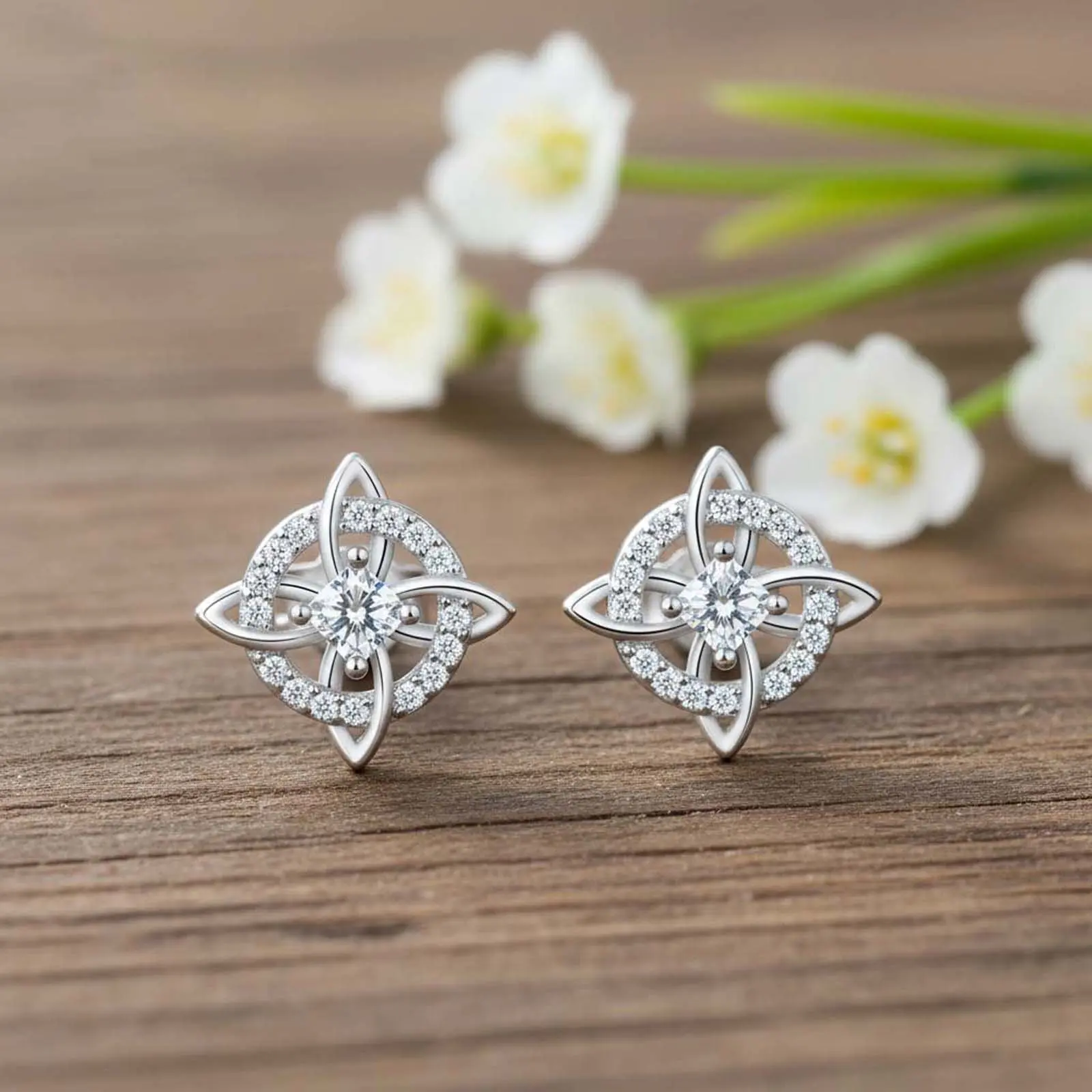 Witch Knot Earrings (Pair) - Zircon Openwork Fashion Jewelry for Women - Everyday Wear