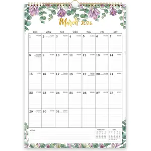 2026 Wall Calendar - Calendar 2026 Wall, Jan 2026 - DEC 2026, 12" x 17", Large Blocks,  2026 Wall Calendar 12 Months, Floral Calendar for Living Room