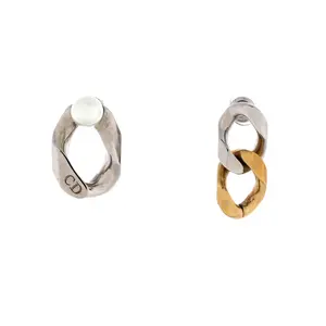 Pre-owned Christian Dior x Sacai Asymmetrical Twisted Link Stud Earrings Metal with Faux Pearls by Rebag